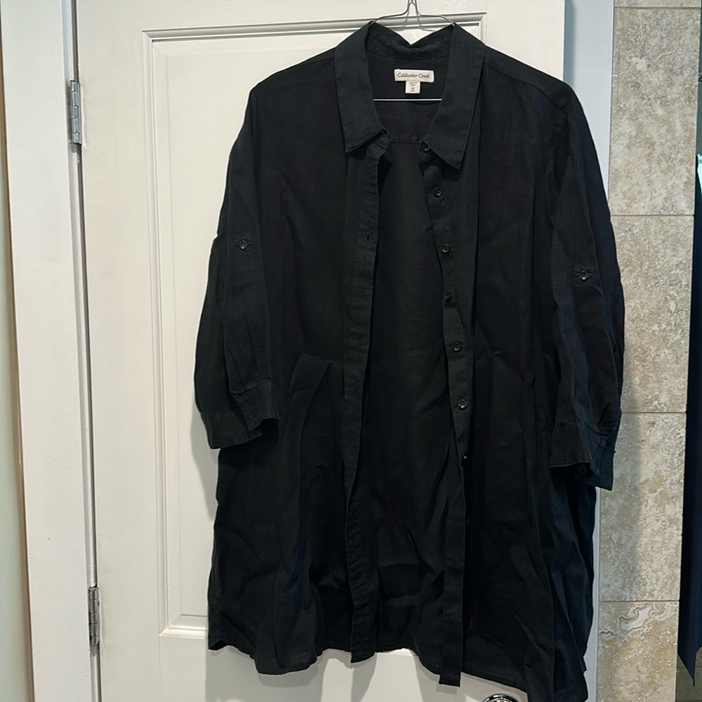 Black linen blouse.